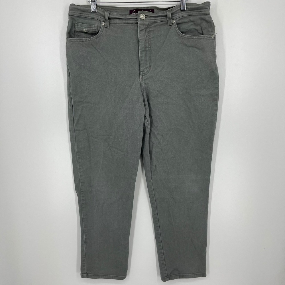 Gloria Vanderbilt Amanda Women 16 Average Gray High Rise Tapered Pants